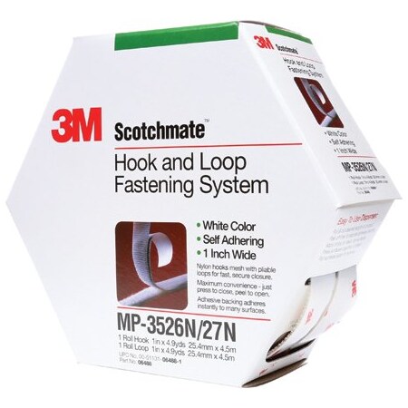 3M 1'' x 15' White 3M MP3526N/MP3527N Scotchmate Combo Pack Fasteners, 5PK BUY06225312